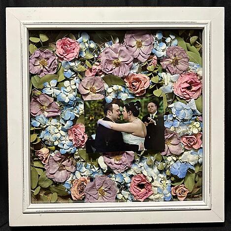 Floral preservation shadowbox detail